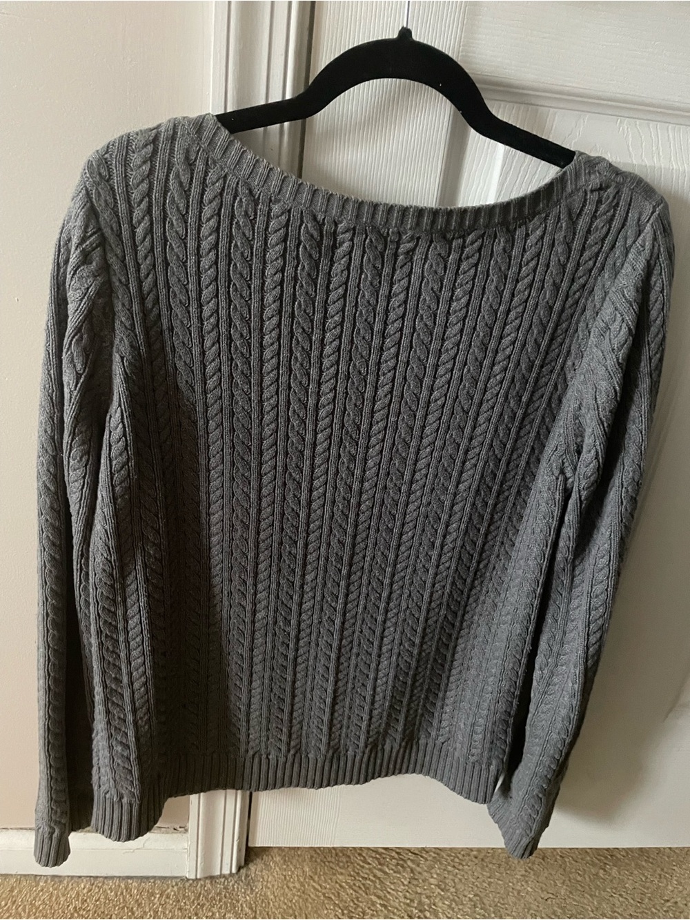 Vintage Ralph Lauren Gray Cotton Cable Knit Sweater Size Medium - Picture 9 of 12
